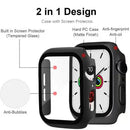 2-in-1 Hard PC Frame + Tempered Glass Screen Protector Watch Case for Apple Watch Series 9 / 8 / 7 45mm - Black - 2