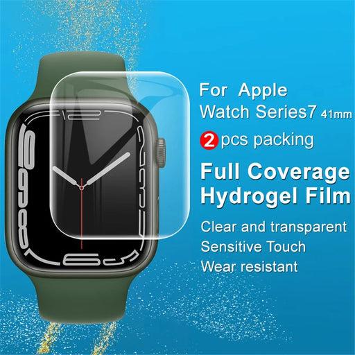 IMAK 2Pcs/Set Hydrogel Film III Full Coverage Curved Surface Transparent Soft TPU Screen Protector for Apple Watch Series 7 41mm - 2