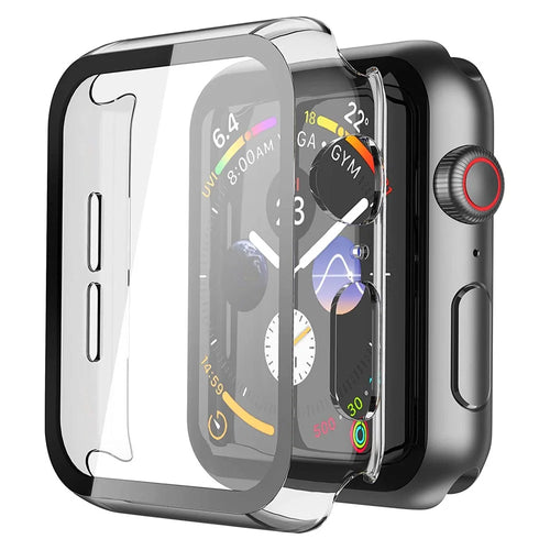 For Apple Watch Series 9 / 8 / 7 41mm Hard PC Case with Touch Sensitive Tempered Glass Screen Protector - Transparent - 1