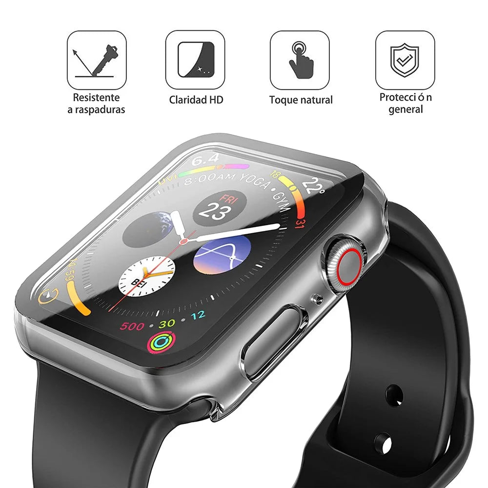 Hard PC Case with Touch Sensitive Tempered Glass Screen Protector for Apple Watch Series 9 / 8 / 7 45mm - Transparent - 2