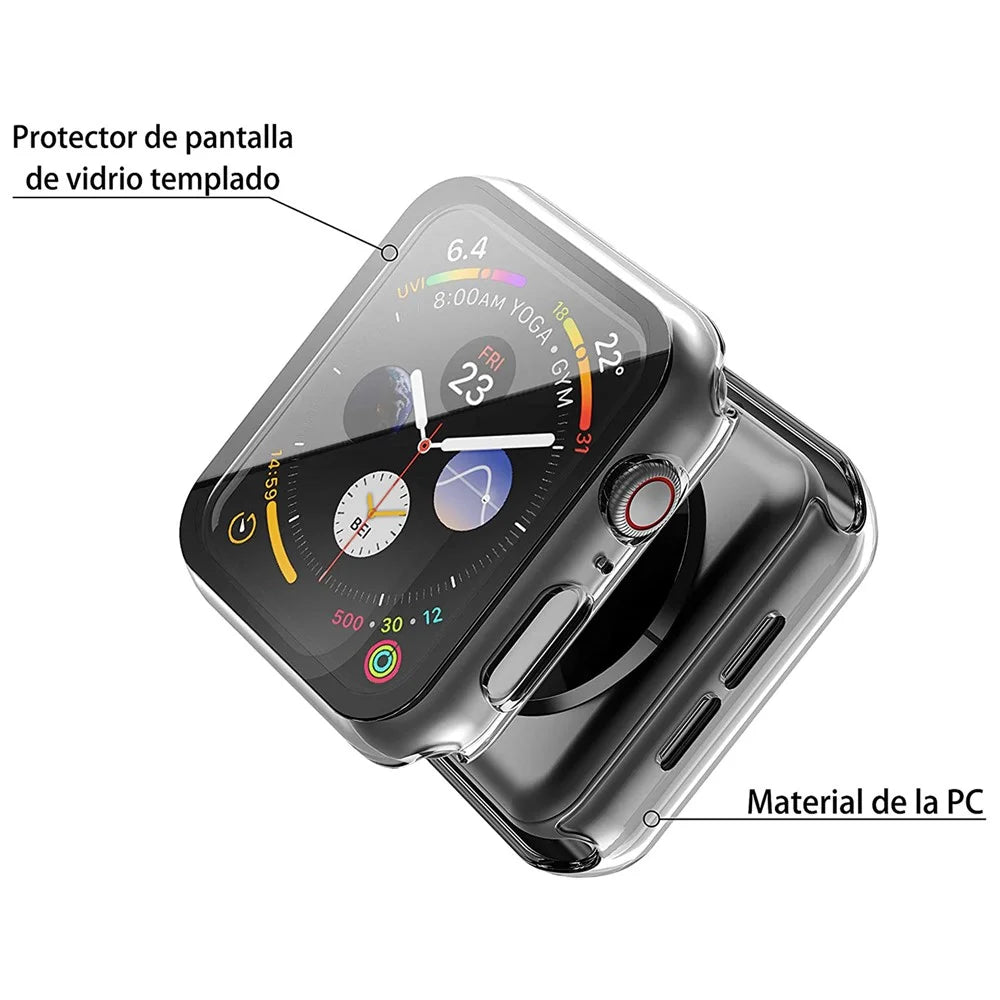 Hard PC Case with Touch Sensitive Tempered Glass Screen Protector for Apple Watch Series 9 / 8 / 7 45mm - Transparent - 3