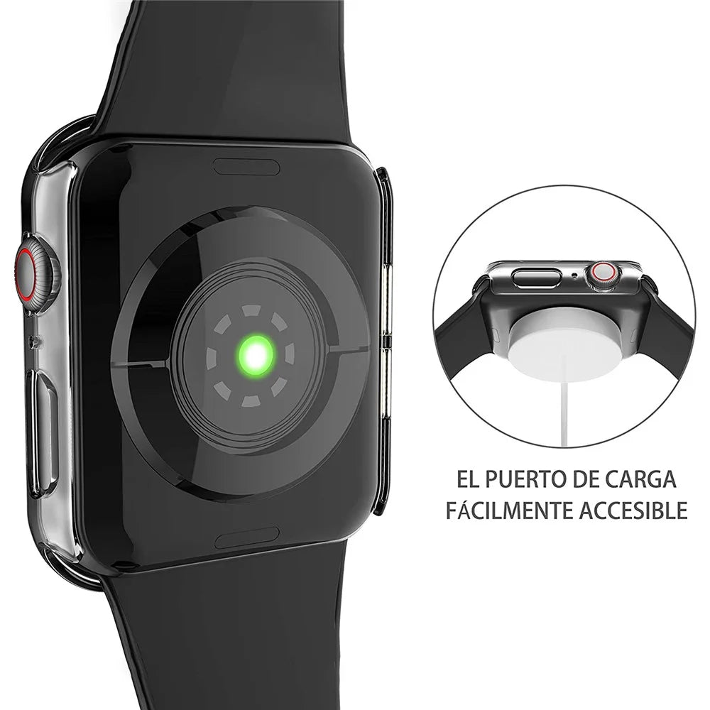 Hard PC Case with Touch Sensitive Tempered Glass Screen Protector for Apple Watch Series 9 / 8 / 7 45mm - Transparent - 4