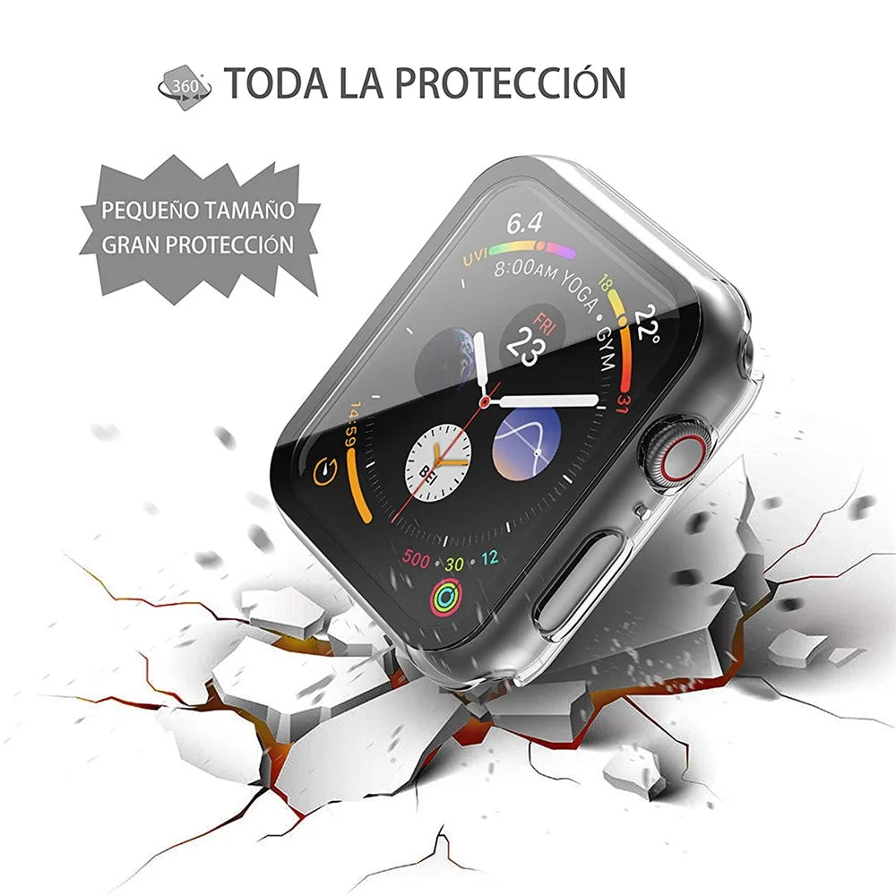 Hard PC Case with Touch Sensitive Tempered Glass Screen Protector for Apple Watch Series 9 / 8 / 7 45mm - Transparent - 5