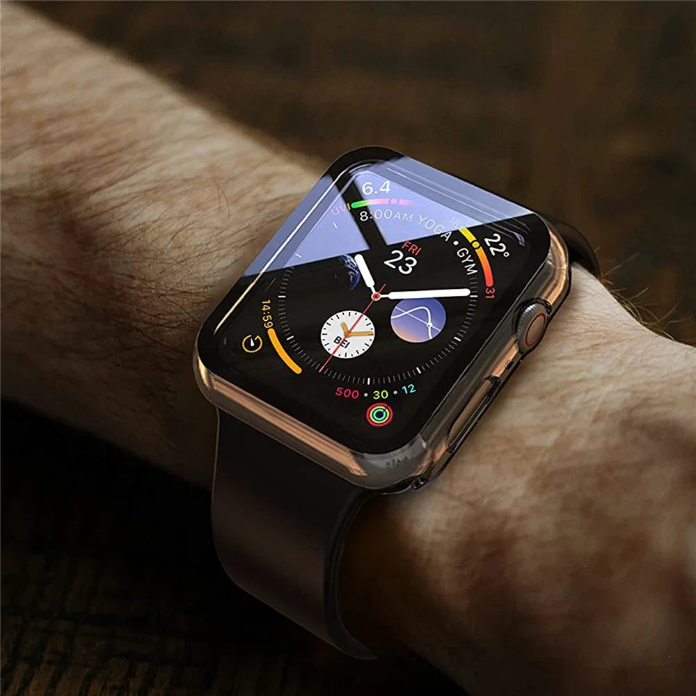 Hard PC Case with Touch Sensitive Tempered Glass Screen Protector for Apple Watch Series 9 / 8 / 7 45mm - Transparent - 6