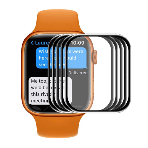ENKAY HAT PRINCE for Apple Watch Series 9 / 8 / 7 41mm 5Pcs / Pack Full Coverage Full Glue Curved Hot Bending Scratch-Resistant Tempered Glass Screen Protector - Black Edges - 1