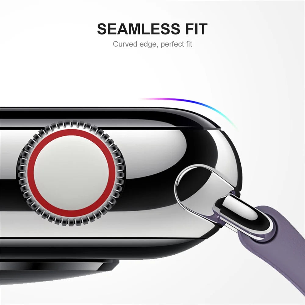 ENKAY HAT PRINCE for Apple Watch Series 9 / 8 / 7 41mm 5Pcs / Pack Full Coverage Full Glue Curved Hot Bending Scratch-Resistant Tempered Glass Screen Protector - Black Edges - 3