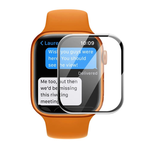 ENKAY HAT PRINCE Full Coverage Full Glue Curved Hot Bending Touch Sensitive HD Clear Tempered Glass Film for Apple Watch Series 9 / 8 / 7 45mm - Black Edges - 1