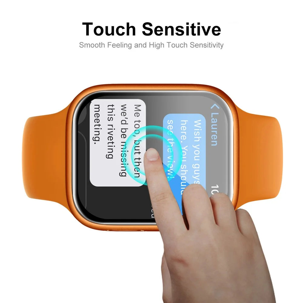 ENKAY HAT PRINCE 5Pcs / Pack Ultra Clear Curved Hot Bending Full Coverage Full Glue Tempered Glass Screen Protector for Apple Watch Series 9 / 8 / 7 45mm - Black Edges - 5