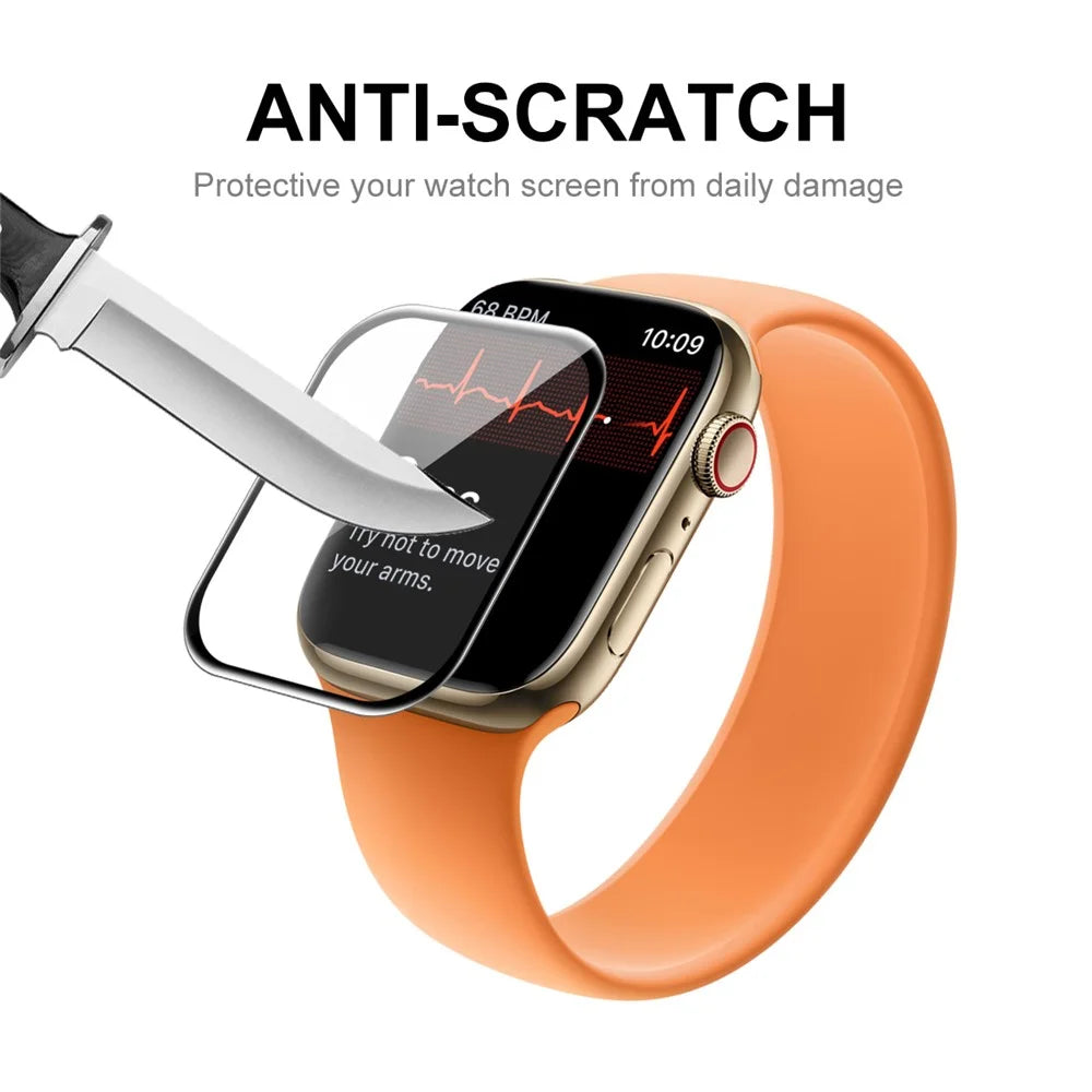 ENKAY HAT PRINCE 5Pcs / Pack Ultra Clear Curved Hot Bending Full Coverage Full Glue Tempered Glass Screen Protector for Apple Watch Series 9 / 8 / 7 45mm - Black Edges - 6