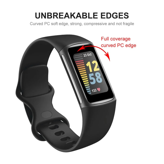 ENKAY HAT PRINCE Anti-scratch Full Coverage 3D Curved Soft PC Edge + PMMA HD Clear Screen Protector for Fitbit Charge 6 / 5 - 4