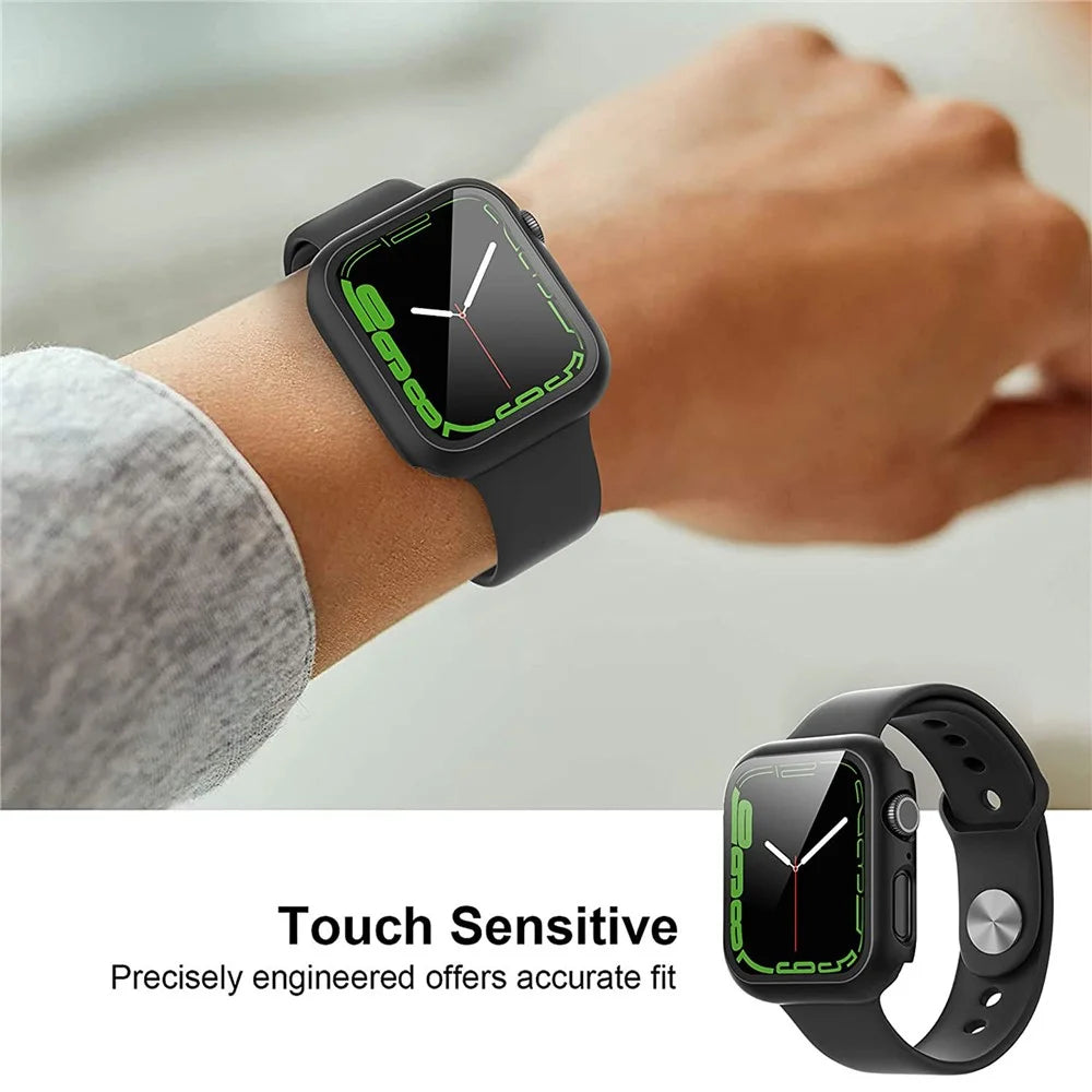 2Pcs Hard PC Smartwatch Frame Case+Tempered Glass Screen Protector for Apple Watch Series 9 / 8 / 7 45mm - Black - 5