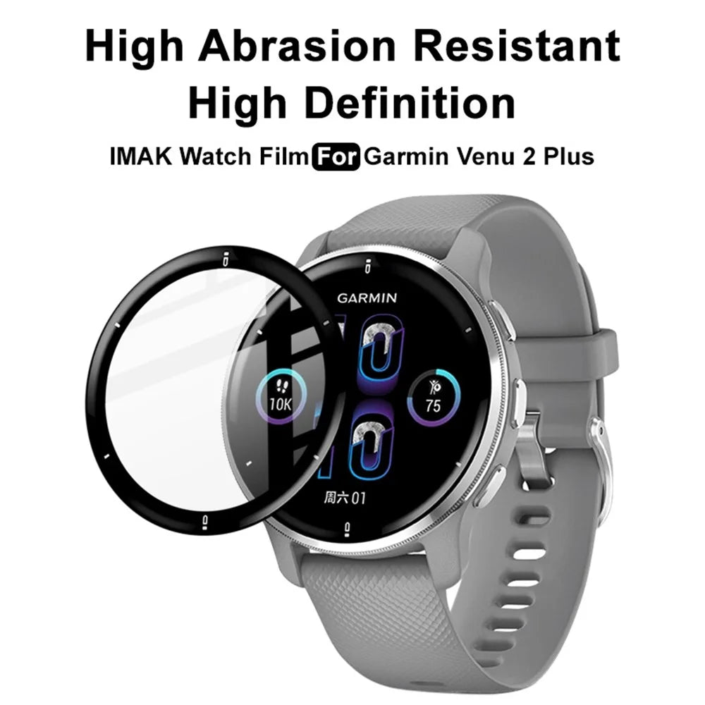 IMAK Soft PMMA Screen Protector for Garmin Venu 2 Plus, Bubble Free Ultra HD Guard Film Smooth Hand Touch - 5