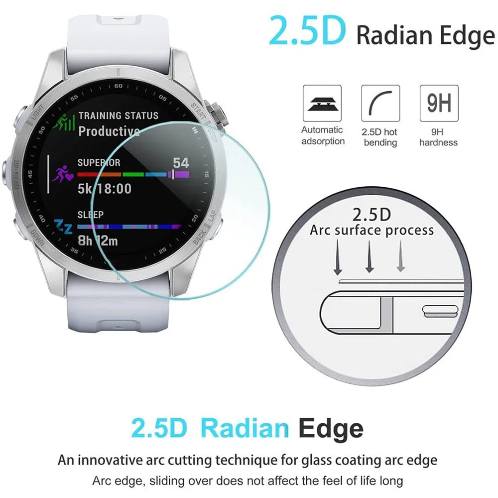 For Garmin Fenix 7S Tempered Glass Screen Protector 0.3mm 2.5D Hot Bending Explosion-proof Clear Protective Film - 5