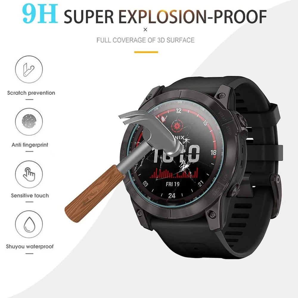 For Garmin Fenix 7X 0.3mm Arc Edge Explosion-proof Tempered Glass Watch Screen Protector Film - 5