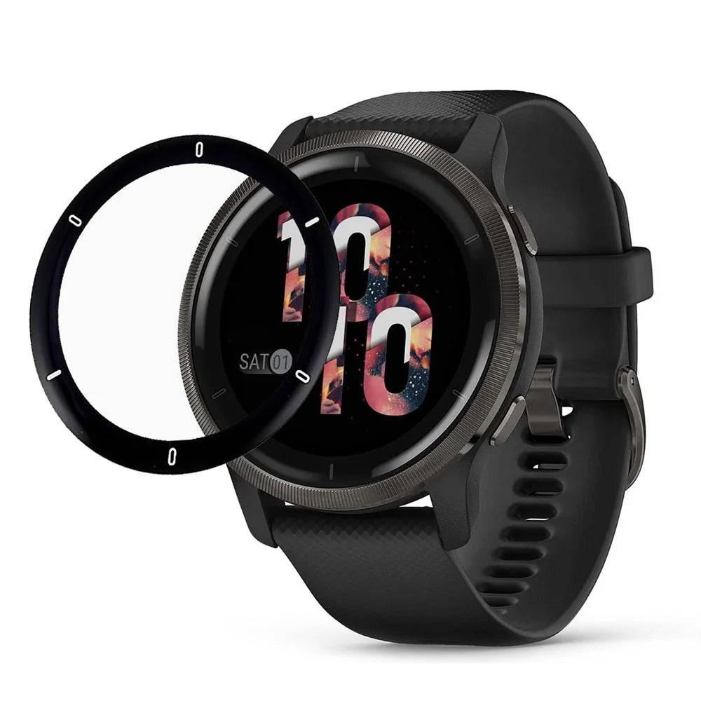 For Garmin Venu 2 Screen Protector Black Edge Soft PMMA Smartwatch Screen Film - 1