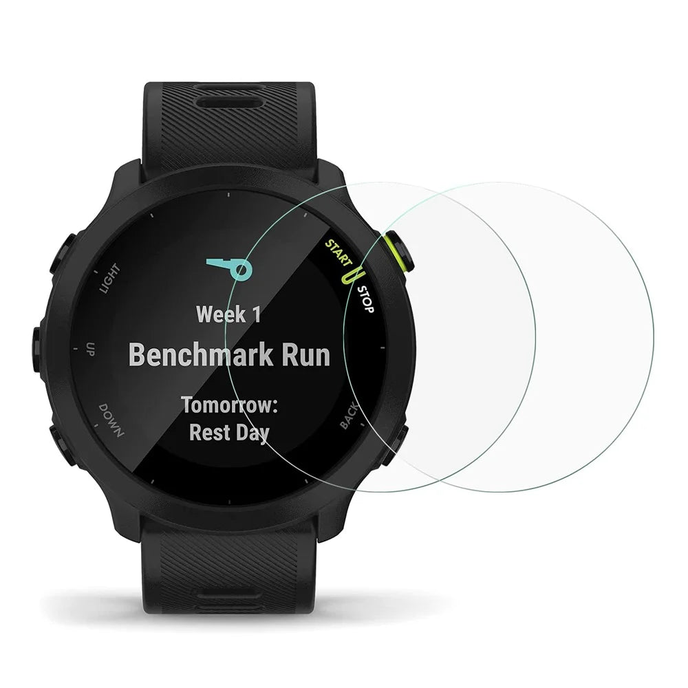 2Pcs/Set for Garmin Forerunner 55 Smart Watch Screen Protectors Arc Edge HD Clear Tempered Glass Film - 1