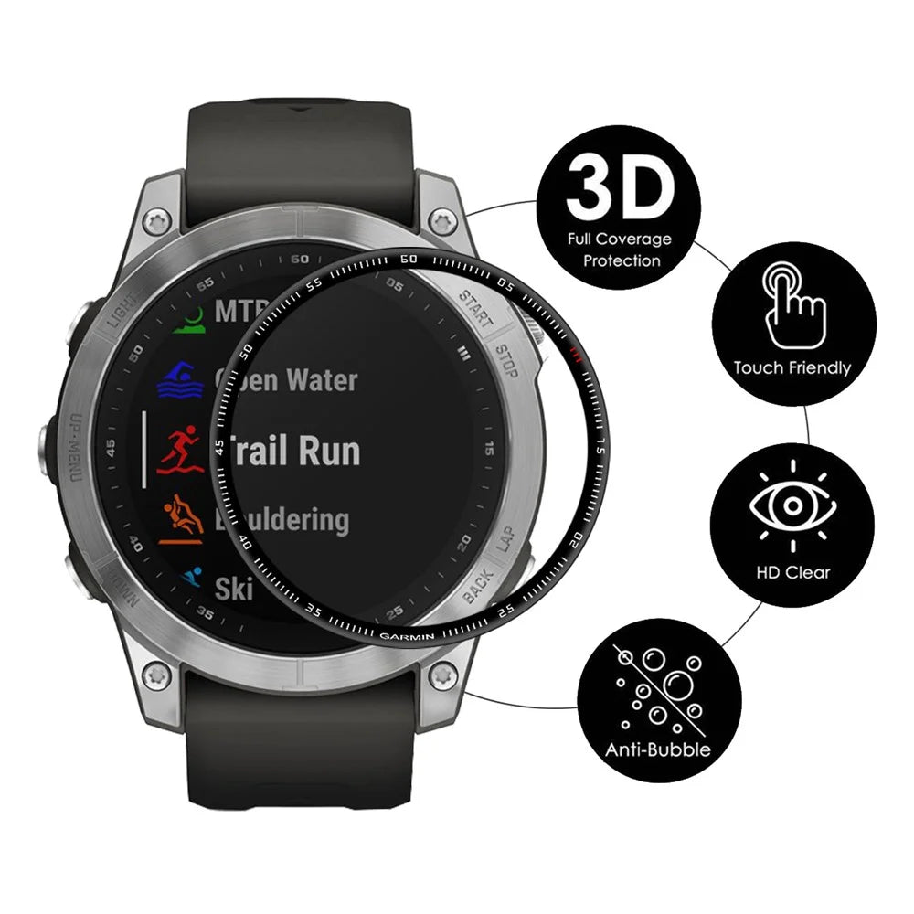 ENKAY HAT PRINCE Screen Protector for Garmin Fenix 7S, Full Coverage Scratch-Resistant 3D Curved Soft PC Edge + PMMA Touch Sensitive Film - 3