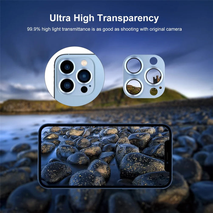 ENKAY HAT PRINCE Camera Lens Protector for iPhone 13 Pro / 13 Pro Max, High Transparency Aluminium Alloy + Tempered Glass Camera Cover Screen Protector - Blue - 4