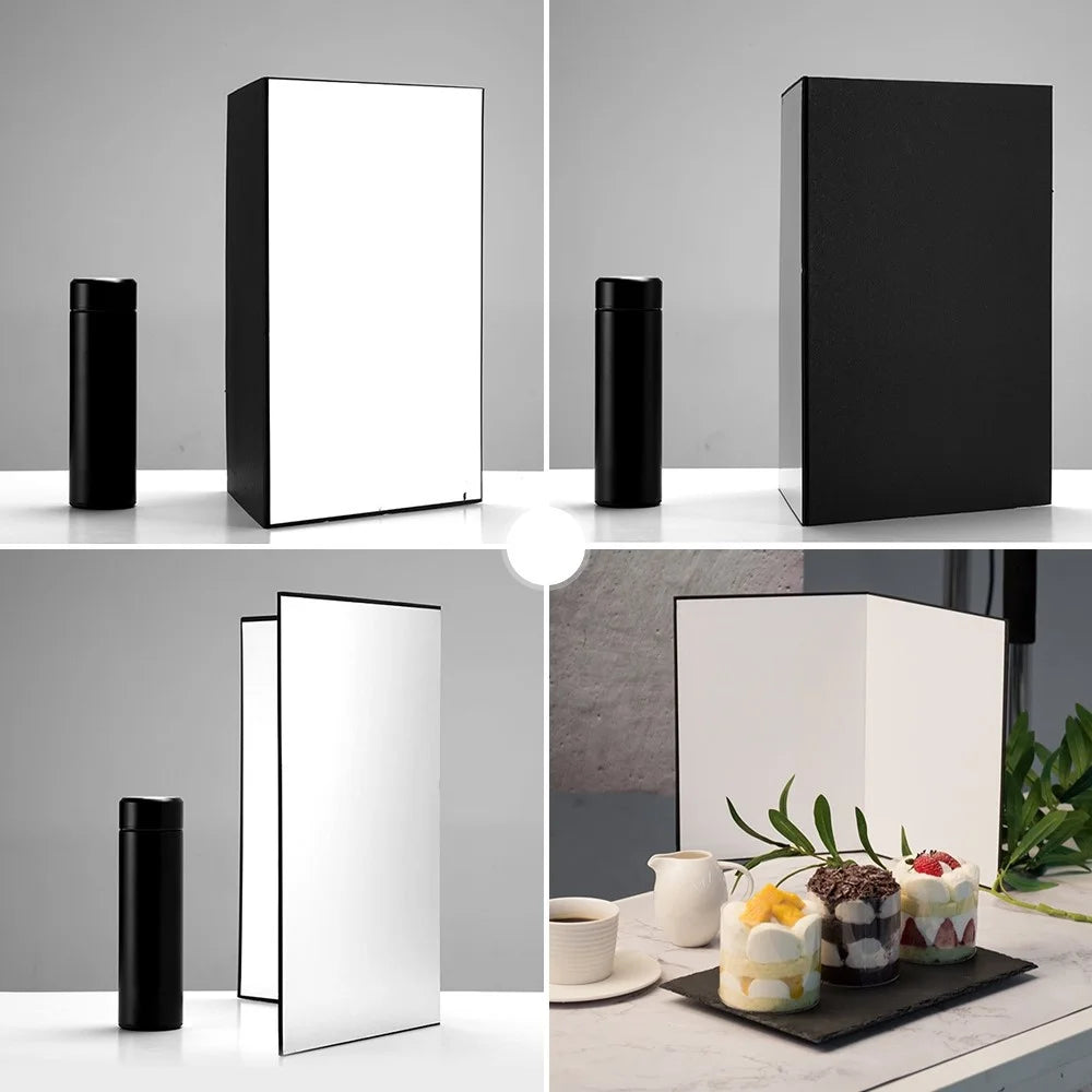 3 in 1 Light Reflector Photography Cardboard Studio Folding Light Diffuser Board for Still Life Product and Food Photo Shooting, A3 Size - Black/White/Silver - 7