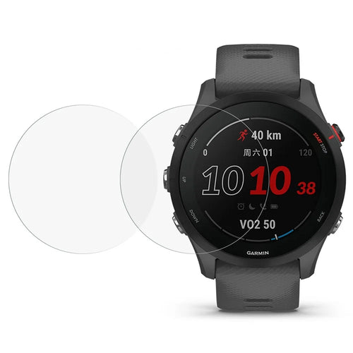 For Garmin Forerunner 255 2Pcs/Pack 2.5D Arc Edge Anti-scratch HD Tempered Glass Protective Film Smart Watch Screen Protector - 1