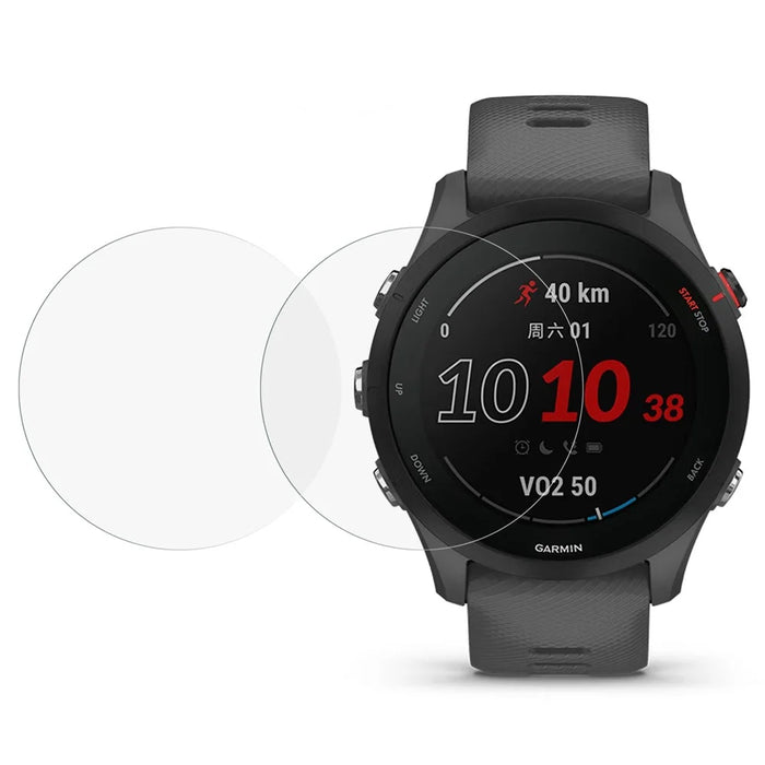 For Garmin Forerunner 255 2Pcs/Pack 2.5D Arc Edge Anti-scratch HD Tempered Glass Protective Film Smart Watch Screen Protector - 1