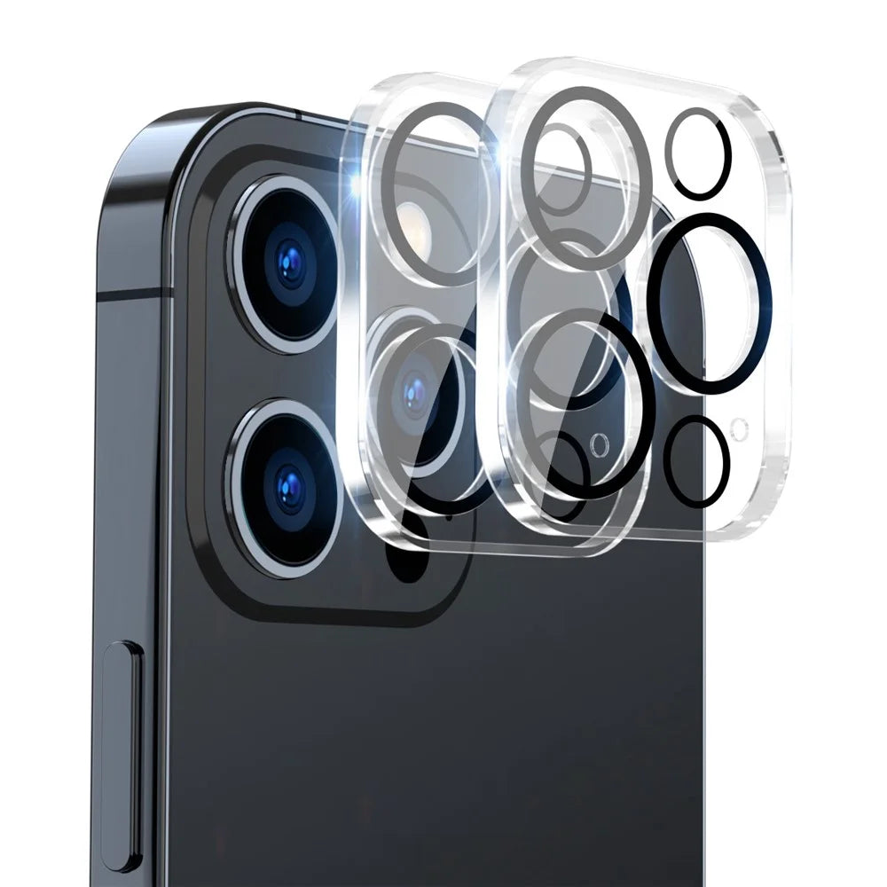 ENKAY HAT PRINCE 2Pcs / Set for iPhone 14 Pro 6.1 inch / 14 Pro Max 6.7 inch Camera Lens Protector Full Cover Tempered Glass Lens Film, Black Ring Version - 1