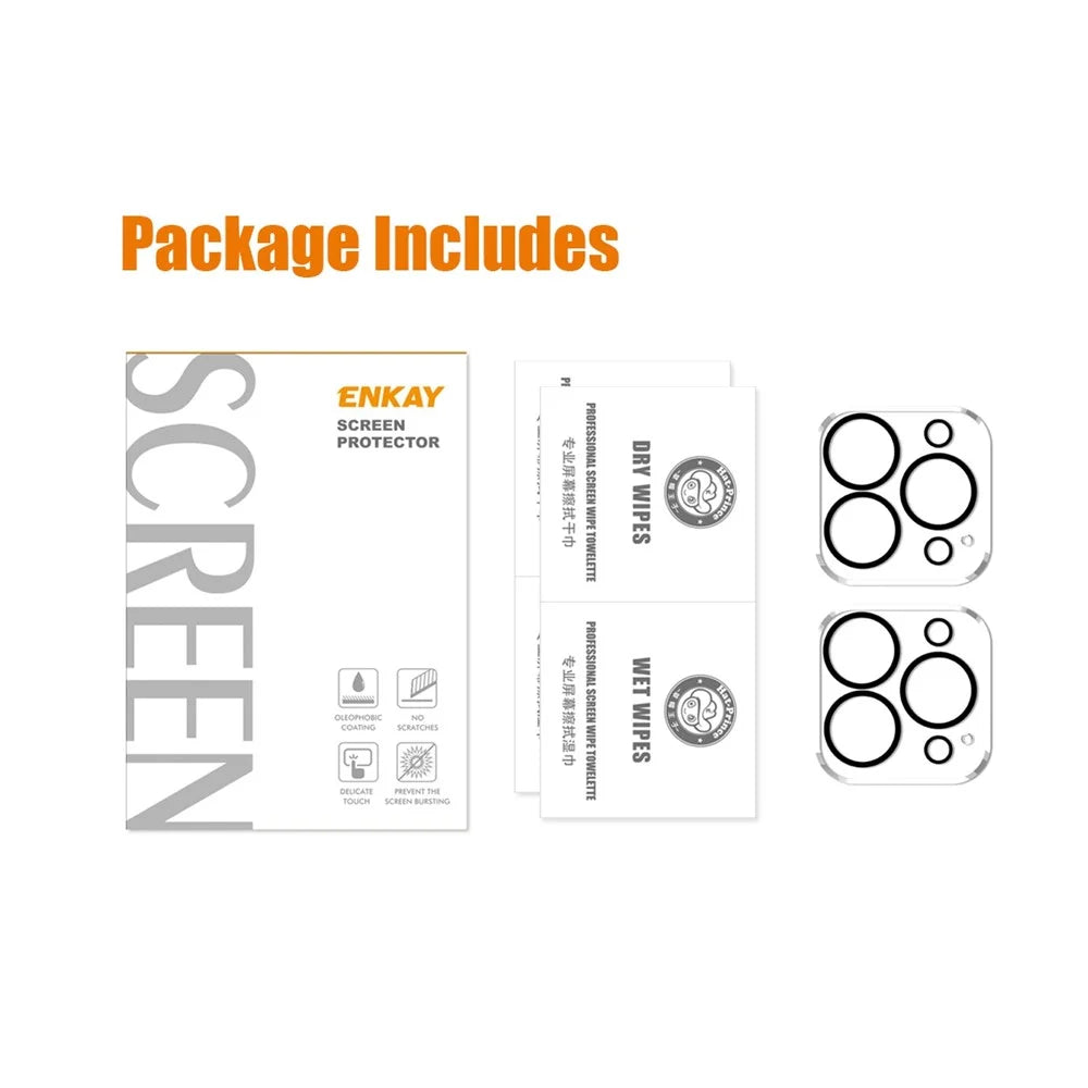 ENKAY HAT PRINCE 2Pcs / Set for iPhone 14 Pro 6.1 inch / 14 Pro Max 6.7 inch Camera Lens Protector Full Cover Tempered Glass Lens Film, Black Ring Version - 6