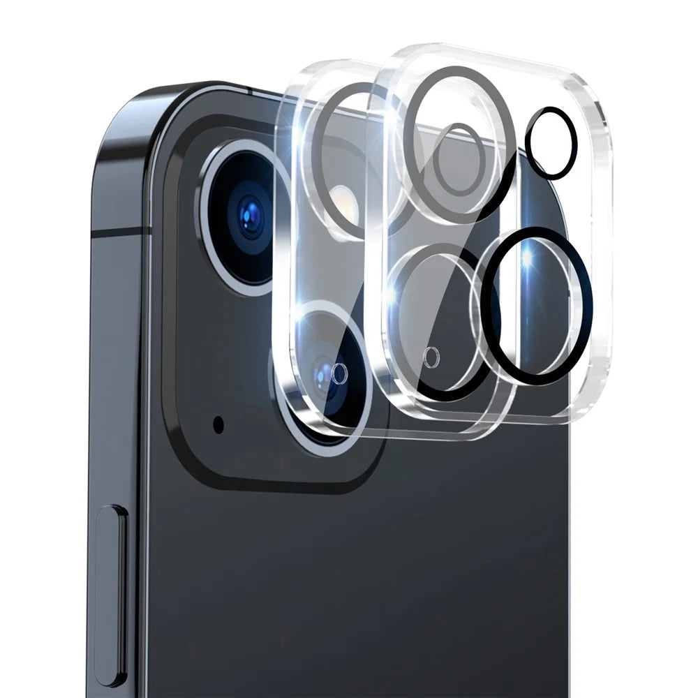 ENKAY HAT PRINCE 2Pcs / Set for iPhone 14 6.1 inch / 14 Plus 6.7 inch Rear Camera Lens Film Tempered Glass Full Cover Lens Protector, Black Ring Version - 1
