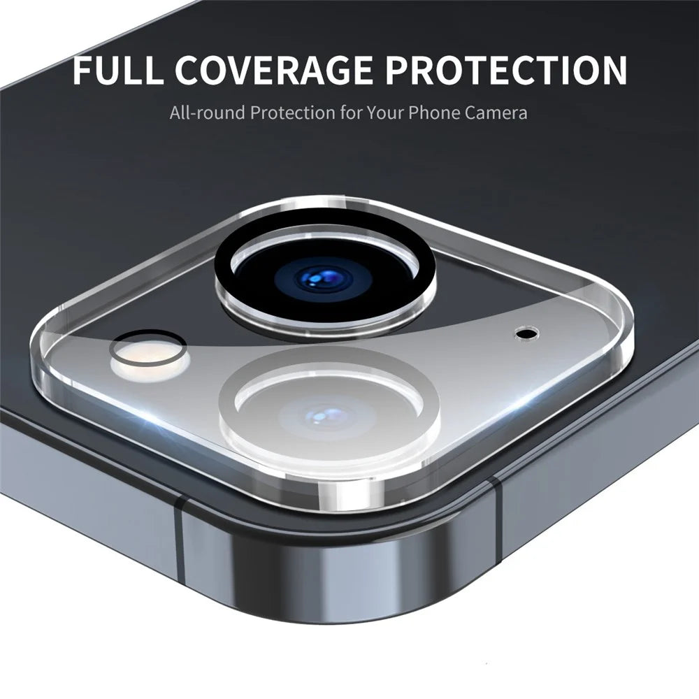 ENKAY HAT PRINCE 2Pcs / Set for iPhone 14 6.1 inch / 14 Plus 6.7 inch Rear Camera Lens Film Tempered Glass Full Cover Lens Protector, Black Ring Version - 2