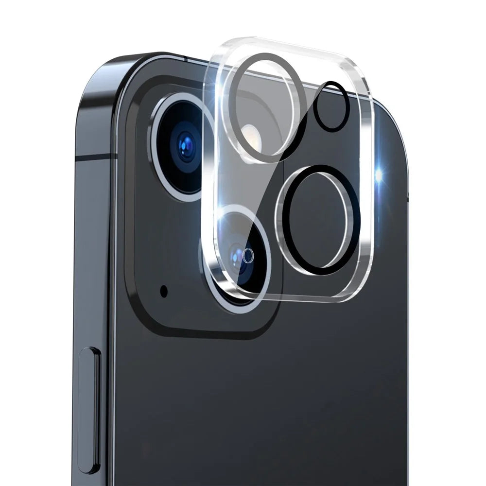 ENKAY HAT PRINCE Camera Lens Film for iPhone 14 6.1 inch / 14 Plus 6.7 inch, Full Cover Clear Tempered Glass Film, Black Ring Version - 1