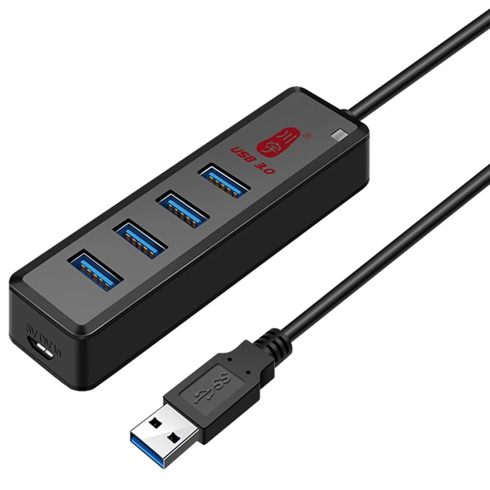 KAWAU H302-100CM Magnetic Design USB Splitter Multi USB Port Expander with Micro-B Charging Port 4-port USB 3.0 Hub with 100cm Cable - 1