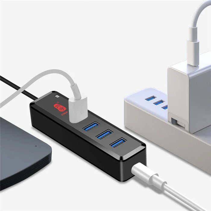 KAWAU H302-100CM Magnetic Design USB Splitter Multi USB Port Expander with Micro-B Charging Port 4-port USB 3.0 Hub with 100cm Cable - 6