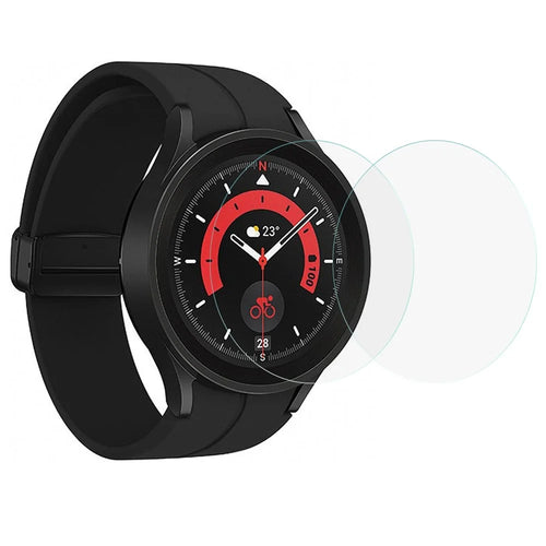 For Samsung Galaxy Watch 5 Pro 45mm 2Pcs  /  Pack Anti-stains 2.5D Arc Edge Clear Protective Film Tempered Glass Smart Watch Screen Protector - 1
