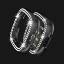 For Fitbit Versa 4 / Sense 2 Two Row Rhinestones Decor Hard PC Smart Watch Case Anti-scratch Protective Frame - Black - 5