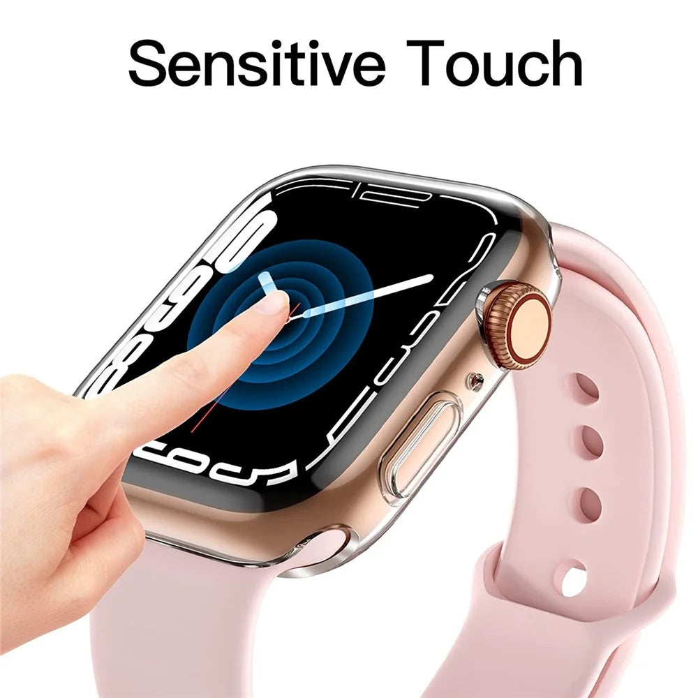 For Apple Watch Series 9 / 8 / 7 41mm Overall Protective Case Transparent HD Sensitive Touch TPU Cover Watch Case - 2