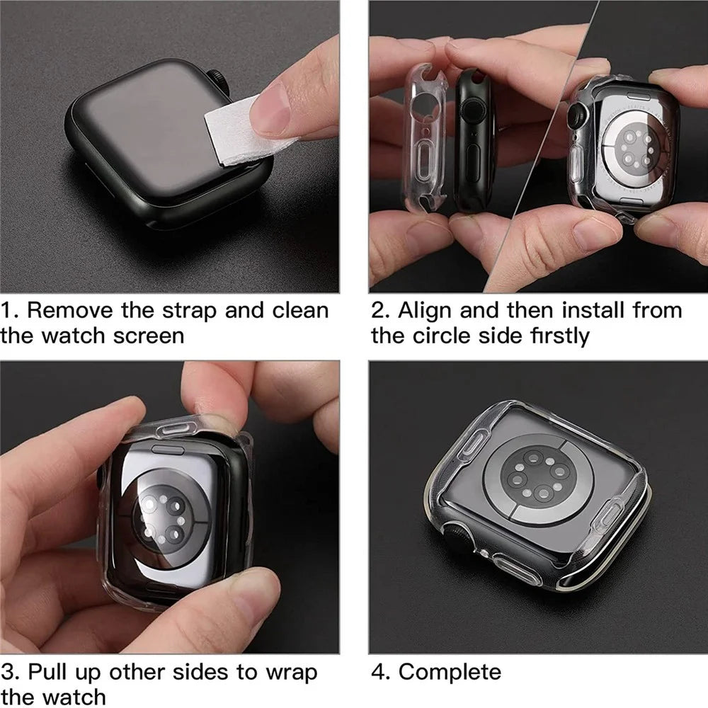 For Apple Watch Series 9 / 8 / 7 41mm Overall Protective Case Transparent HD Sensitive Touch TPU Cover Watch Case - 4