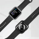 For Apple Watch Series 9 / 8 / 7 41mm Rhinestone Watch Case with Tempered Glass Screen Protector Hard PC Overall Protective Cover - Black - 4