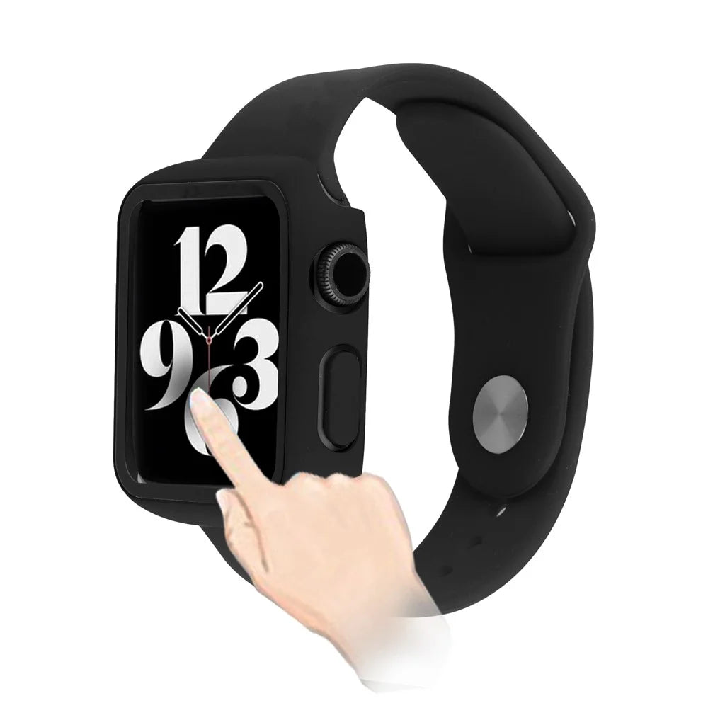 For Apple Watch Series 9 / 8 / 7 45mm All-Inclusive Watch Case Hard PC Shell with Tempered Glass Film Integrated Cover - Black - 3
