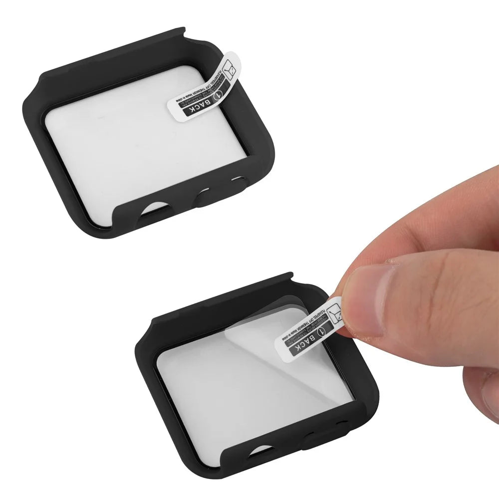 For Apple Watch Series 9 / 8 / 7 45mm All-Inclusive Watch Case Hard PC Shell with Tempered Glass Film Integrated Cover - Black - 6