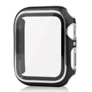 For Apple Watch Series 9 / 8 / 7 41mm Dual Color Electroplating Watch Case Hard PC Scratch Resistant Overall Guard Cover with Tempered Glass Screen Protector - Black / Silver - 1