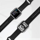 For Apple Watch Series 9 / 8 / 7 41mm Dual Color Electroplating Watch Case Hard PC Scratch Resistant Overall Guard Cover with Tempered Glass Screen Protector - Black / Silver - 4