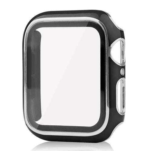 For Apple Watch Ultra 3 / Ultra 2 / Ultra 49mm Watch Cover Dual Color Electroplating PC Case with Tempered Glass - Black / Silver - 1