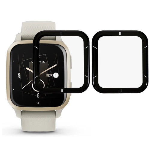 For Garmin Venu Sq 2 2Pcs  /  Pack HD PMMA Smart Watch Screen Protector Smooth 3D Curved Full Coverage Screen Film (Stripes Pattern) - 1