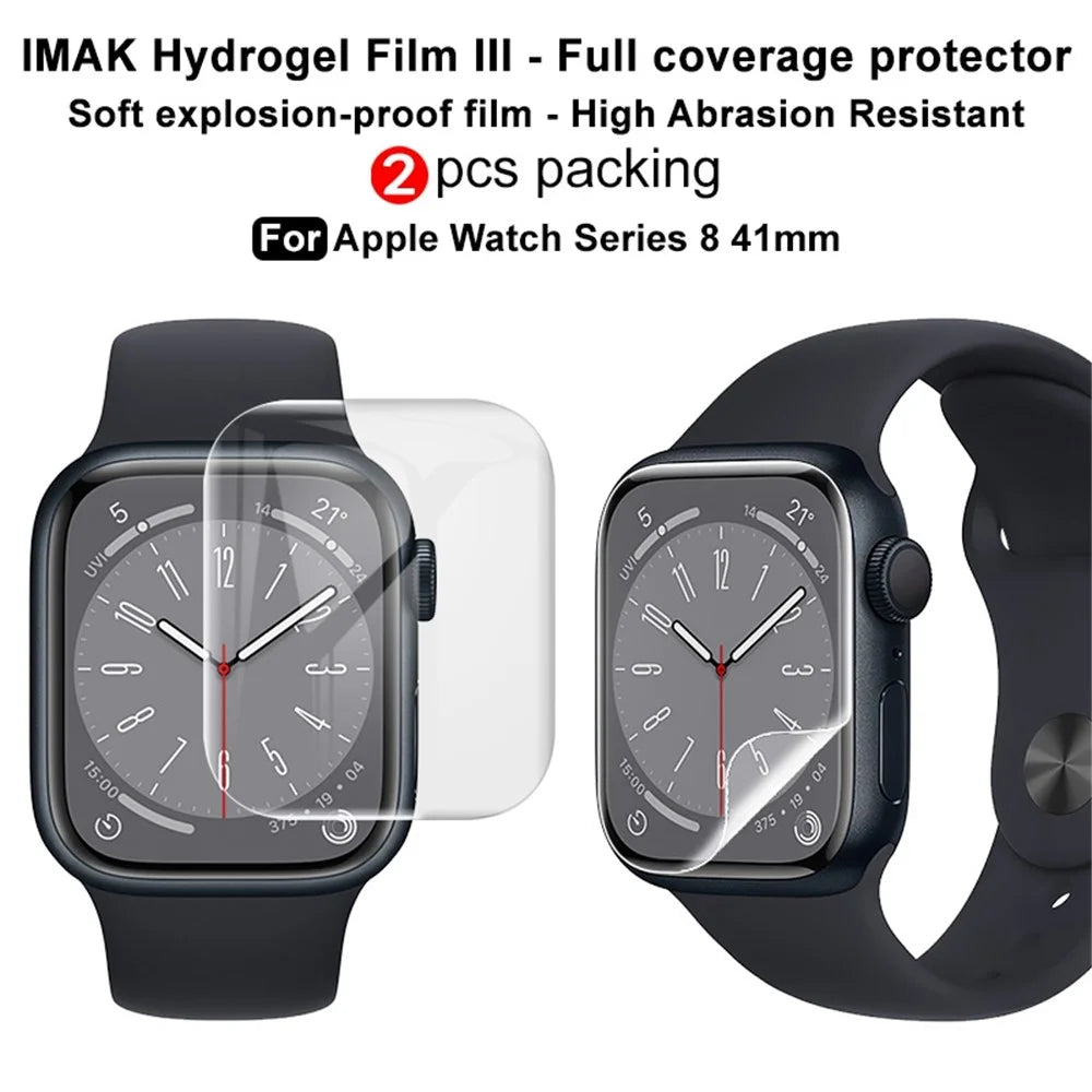 IMAK 2Pcs / Set for Apple Watch Series 9 / 8 / 7 41mm Hydrogel Film III Full Cover Curved TPU Film HD Anti-scratch Screen Protector - 4