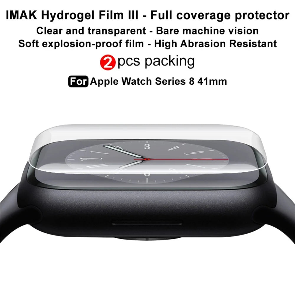 IMAK 2Pcs / Set for Apple Watch Series 9 / 8 / 7 41mm Hydrogel Film III Full Cover Curved TPU Film HD Anti-scratch Screen Protector - 6
