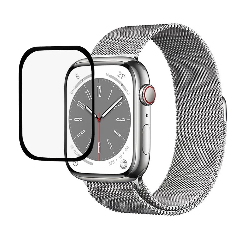RURIHAI For Apple Watch Series 9 / 8 / 7 45mm Light Thin HD Screen Protector Carbon Fiber Tempered Glass Screen Film Scratch Resistant Watch Screen Protector - 1
