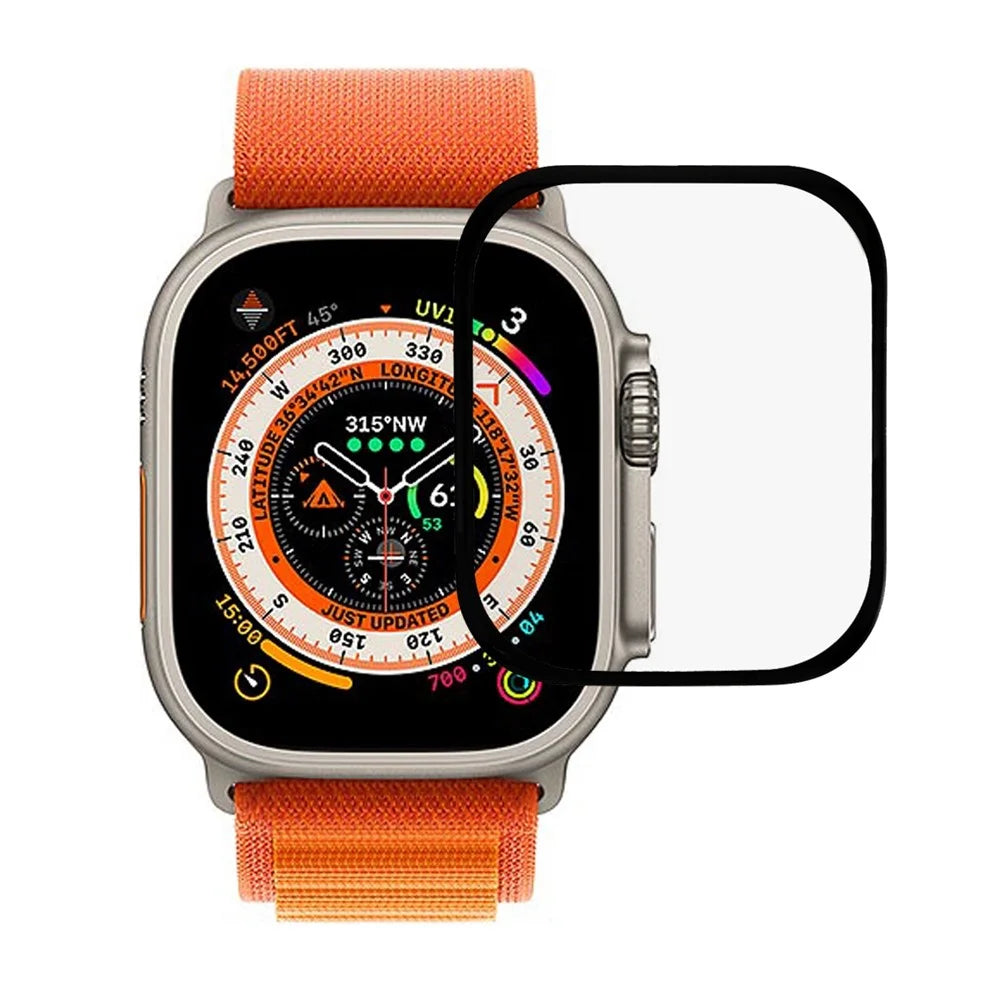 RURIHAI Anti-Scratch Screen Protector for Apple Watch Ultra 3 / Ultra 2 / Ultra 49mm Carbon Fiber Tempered Glass Screen Film Light Thin HD Watch Screen Cover - 1