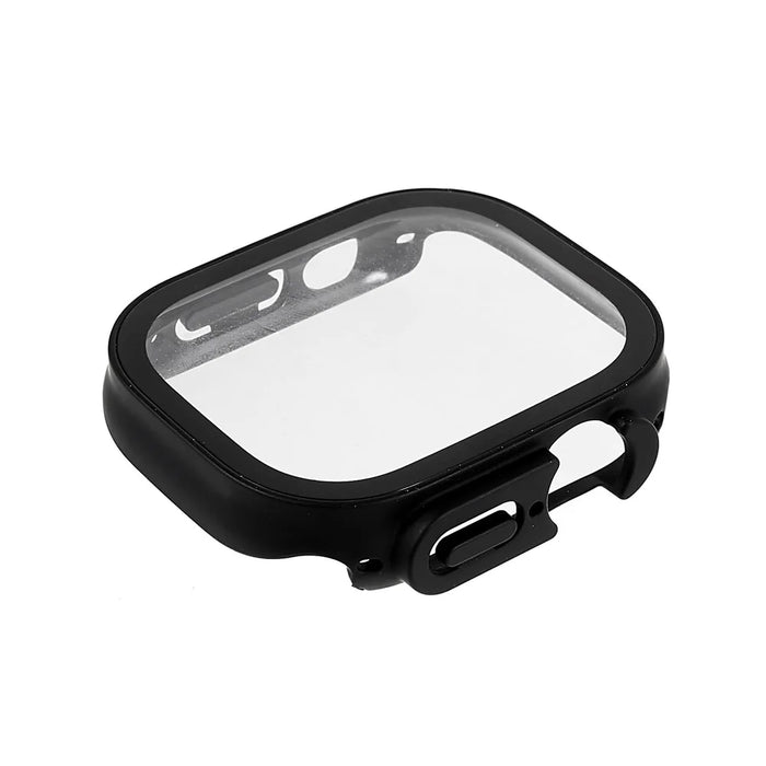 For Apple Watch Ultra 3 / Ultra 2 / Ultra 49mm Hard PC Watch Case Tempered Glass Screen Protector Drop-proof Shell with Button Cover - Black - 2