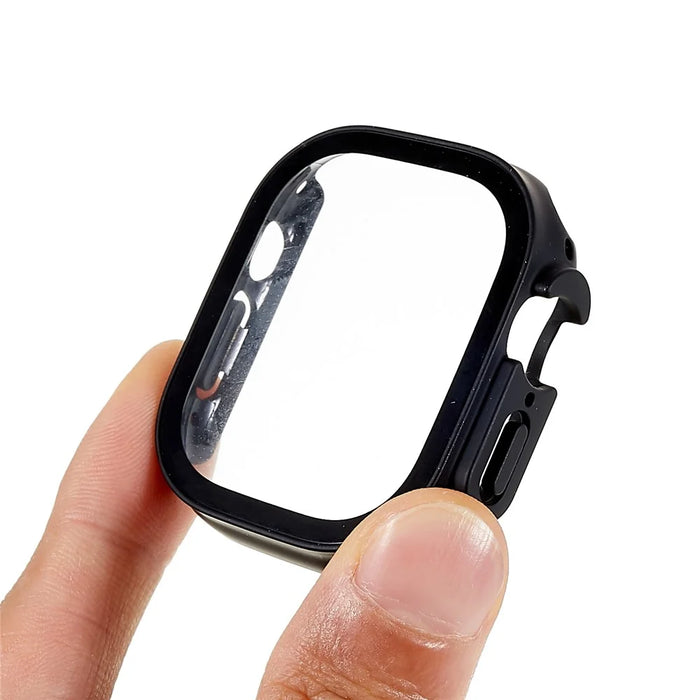 For Apple Watch Ultra 3 / Ultra 2 / Ultra 49mm Hard PC Watch Case Tempered Glass Screen Protector Drop-proof Shell with Button Cover - Black - 4