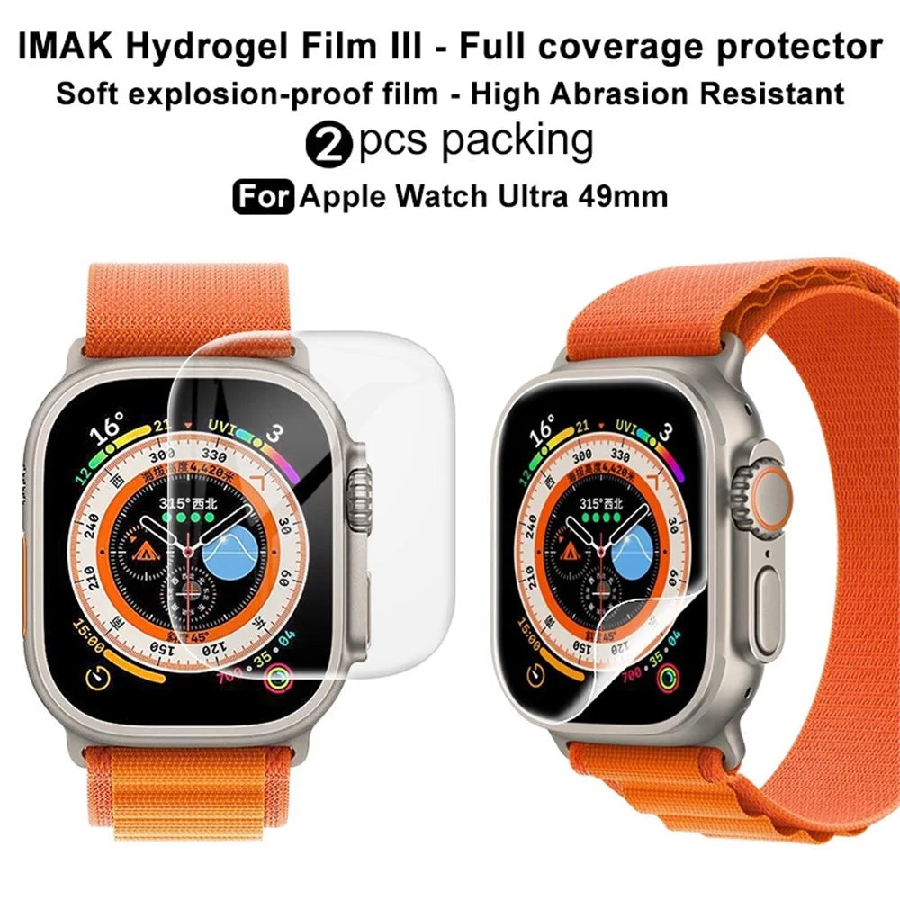 IMAK 2Pcs / Set Hydrogel Film III for Apple Watch Ultra 3 / Ultra 2 / Ultra 49mm, Full Coverage Curved Screen Protector Anti-scratch TPU Watch Screen Film - 3
